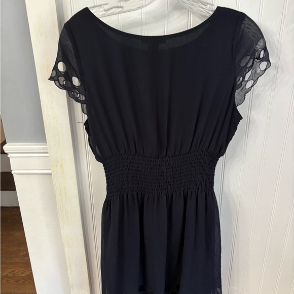 Bobeau Navy Dress with Lace Sleeves - Picture 3 of 5